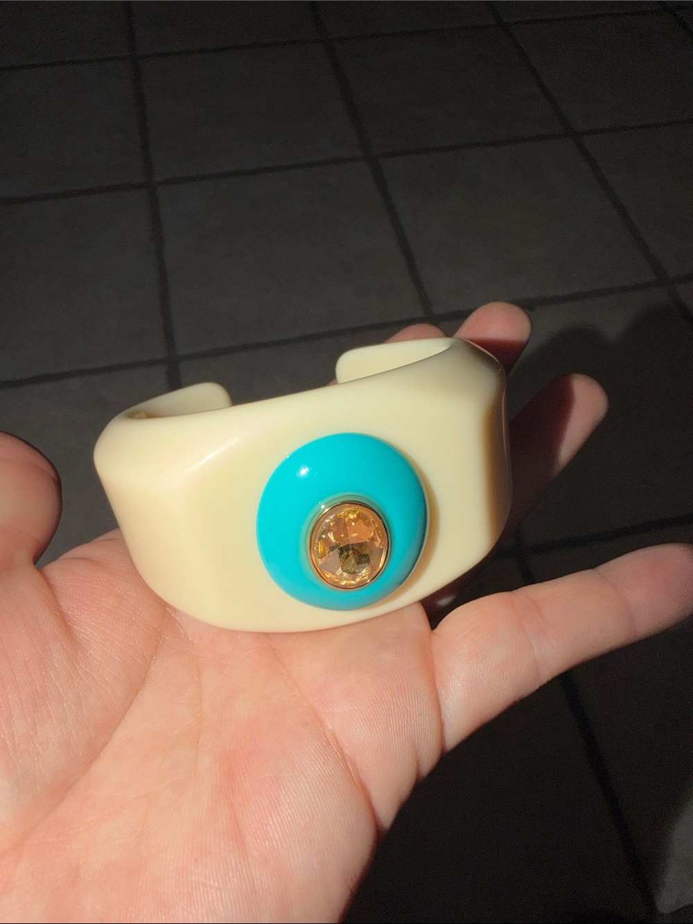 Cream Resin Gemstone Cuff Bracelet